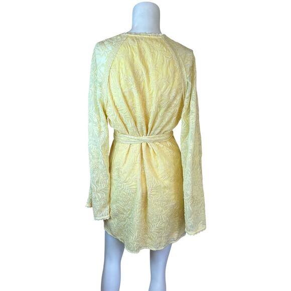 Revolve Women's Tularosa Robin Wrap Dress Bell Sleeves in Lemon Drop sz M NWOT - Picture 5 of 9